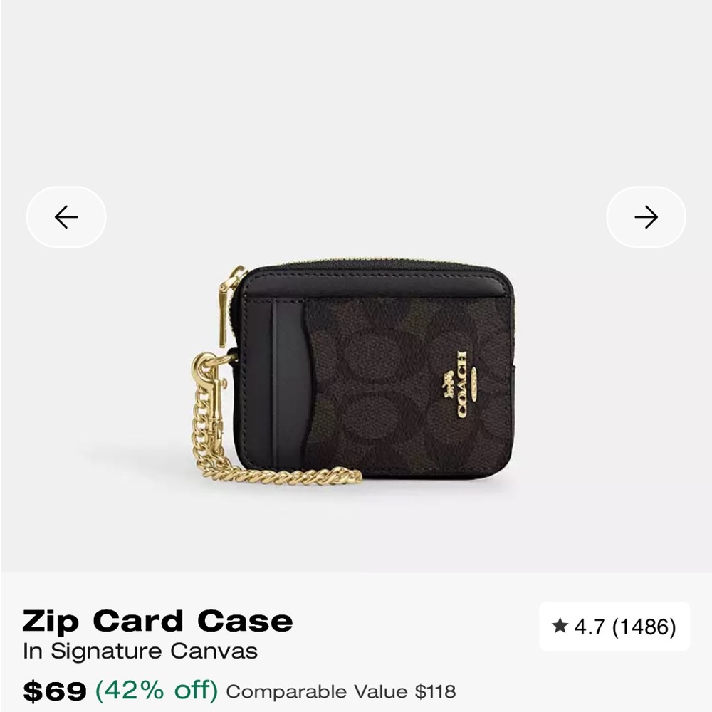 Coach Black and Gold Card Holder